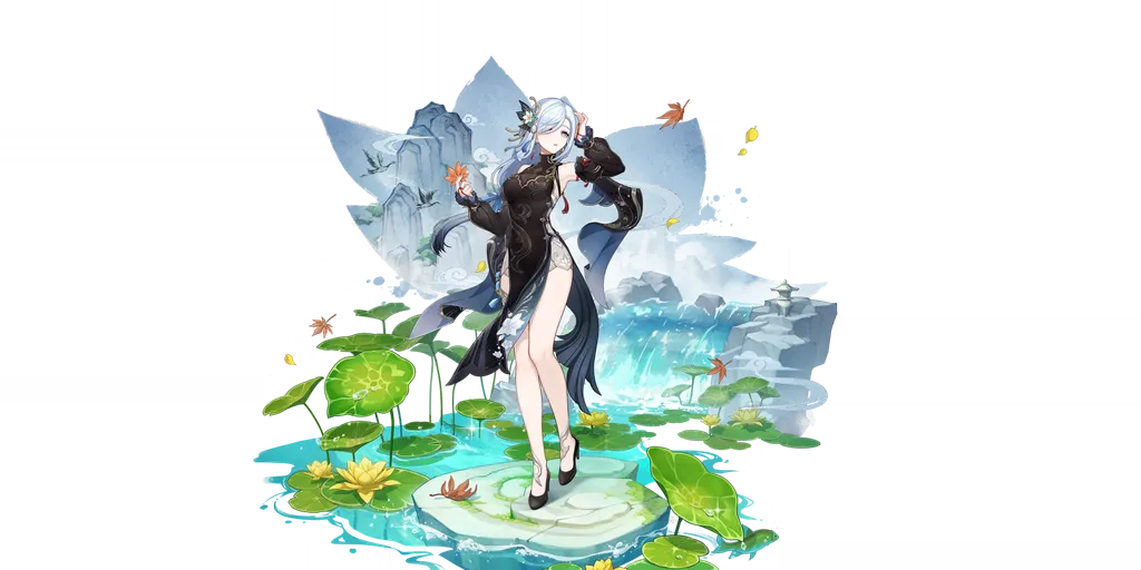 Shenhe · Outfit splash art from Genshin Impact
